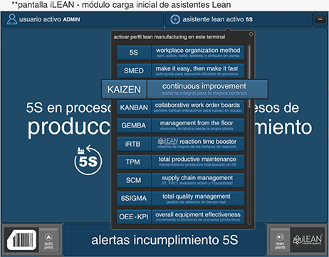 pantalla iLEAN - módulo carga inicial de asistentes Lean