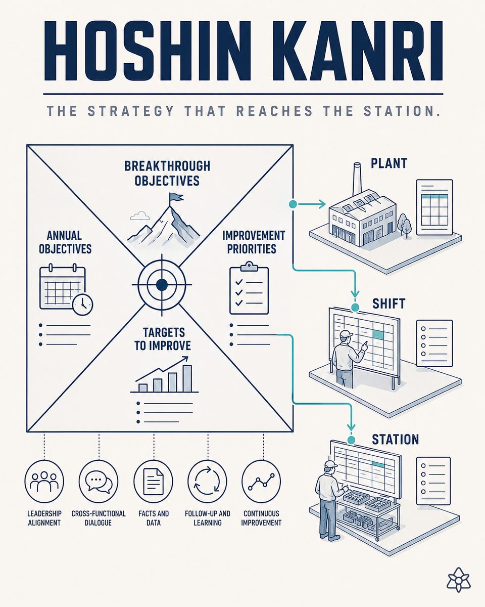 Hoshin Kanri X-matrix with four quadrants