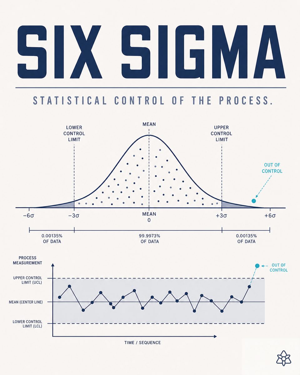 Bell curve normal distribution with DMAIC verticals
