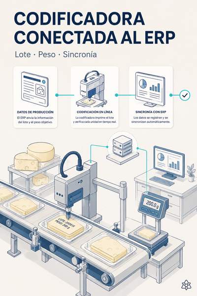 Codificadora, balanza y loncheadora cosidas al ERP