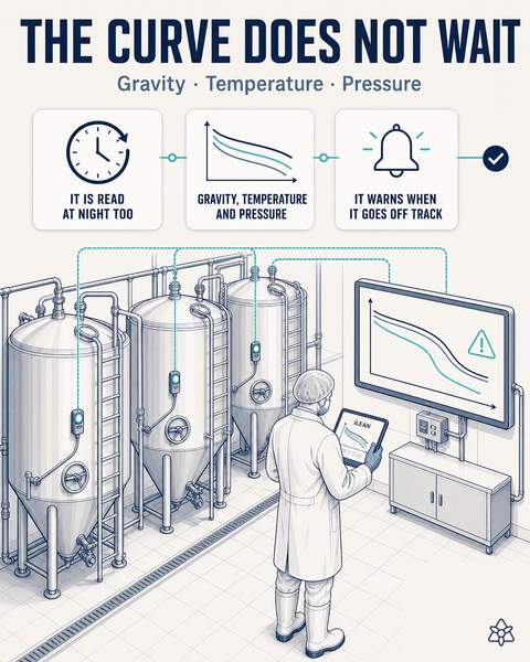 Beer fermentation tanks monitored with AI in a brewery
