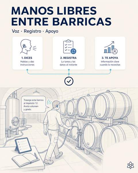 El jefe de bodega dicta caminando