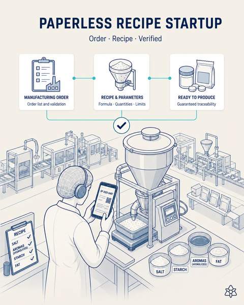 Paperless recipe startup