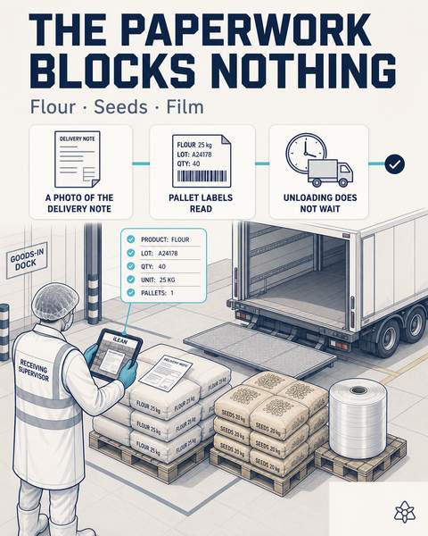 Photo of the supplier's delivery note pushed to the ERP