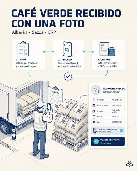 Café verde recibido con una foto
