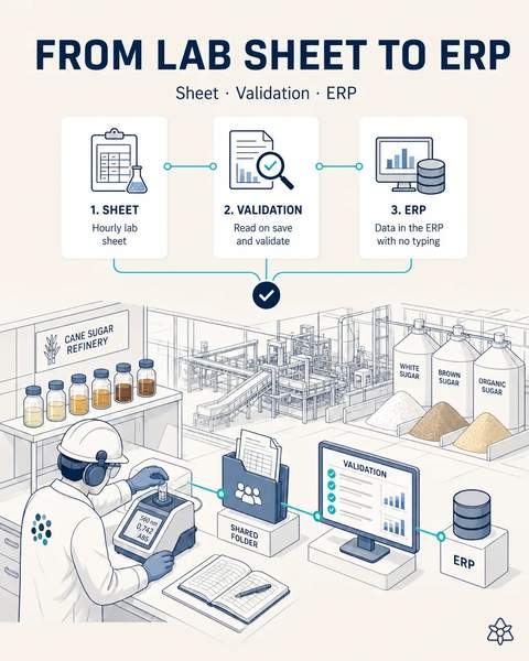 The lab sheet enters the ERP on its own