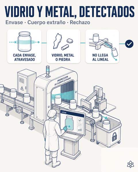 Contaminantes vidrio/metal por visión
