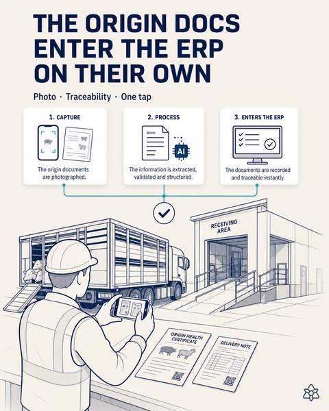 Livestock origin documents to ERP by photo