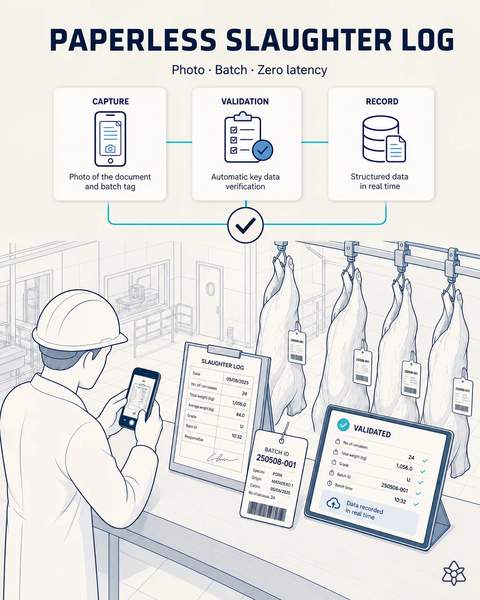Digital slaughter logs for cured meat plants