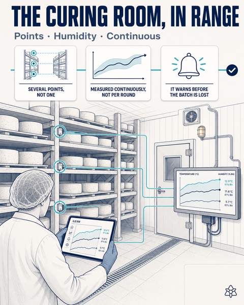 Meat curing chamber with temperature and humidity under AI control