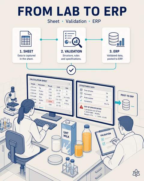The lab sheet posts itself to the ERP