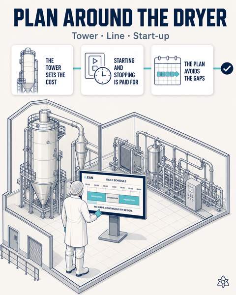 Planning the milk drying tower and the packing line without stopping them