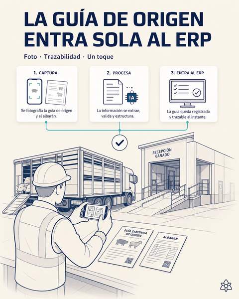 Guías de origen de ganado al ERP por foto