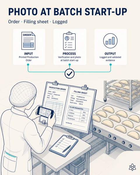 Photo of the order at batch start-up