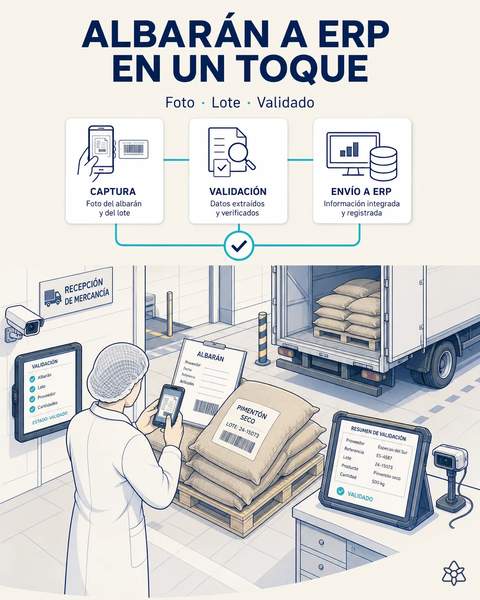 Recepción con el certificado pegado al lote
