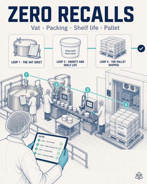 Four cross-checked verification rings from the vat sheet to the shipped pallet