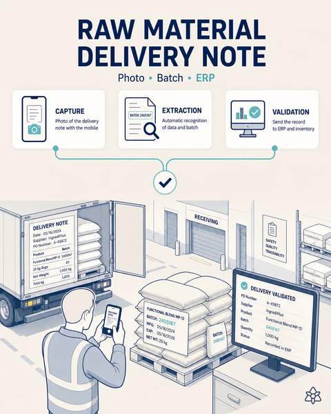Raw material receiving by photo