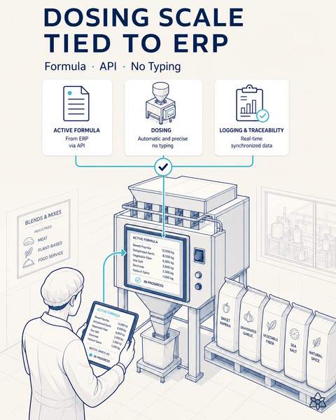 Dosing scale stitched to the ERP