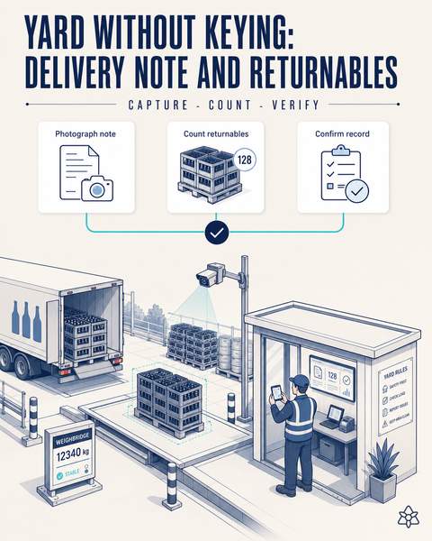 Yard without keying: delivery note and returnables