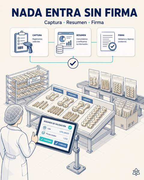 Responsable validando en dos toques sobre la tableta industrial