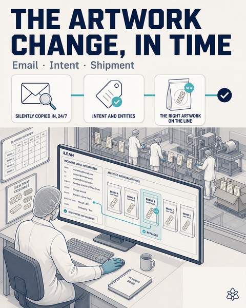 Brand artwork change cross-referenced with live orders by iLEAN Connect
