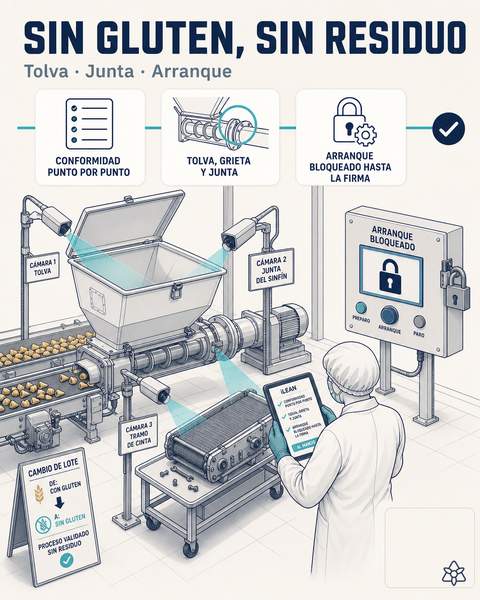 Validación de limpieza gluten → sin gluten