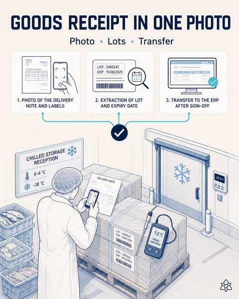 Goods receipt in a single photo