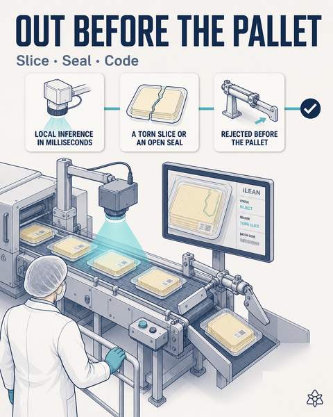Edge vision over the slicer and the packing machine