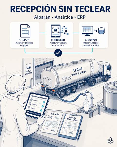 Responsable fotografiando el albarán y el boletín de analítica en el muelle