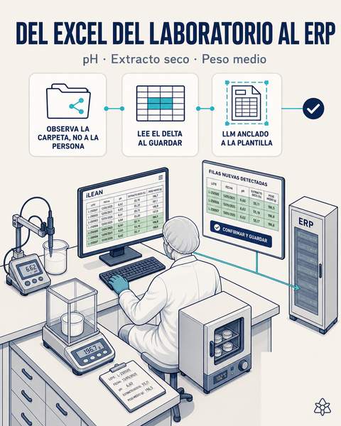 Técnico guardando la hoja de control de calidad en la carpeta compartida