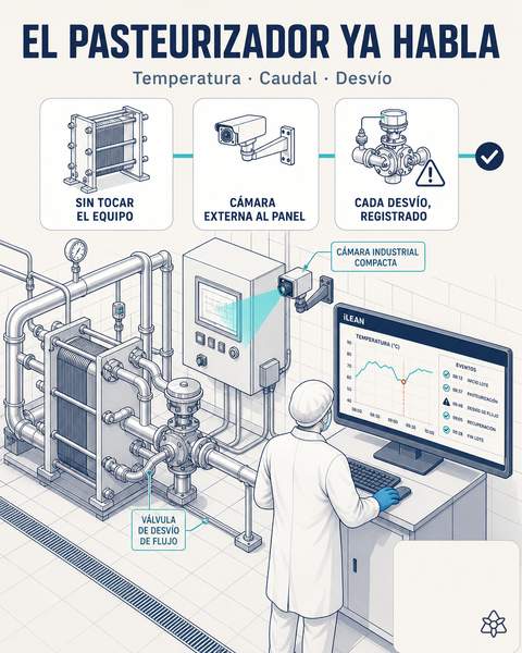 Cámara externa leyendo el panel del pasteurizador HTST