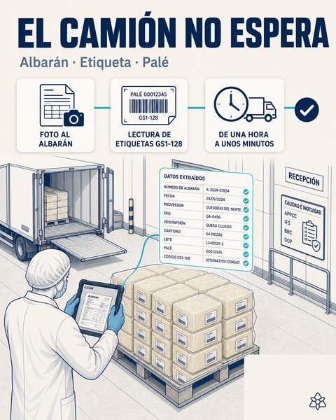 Foto al albarán y etiquetas GS1-128 del palet