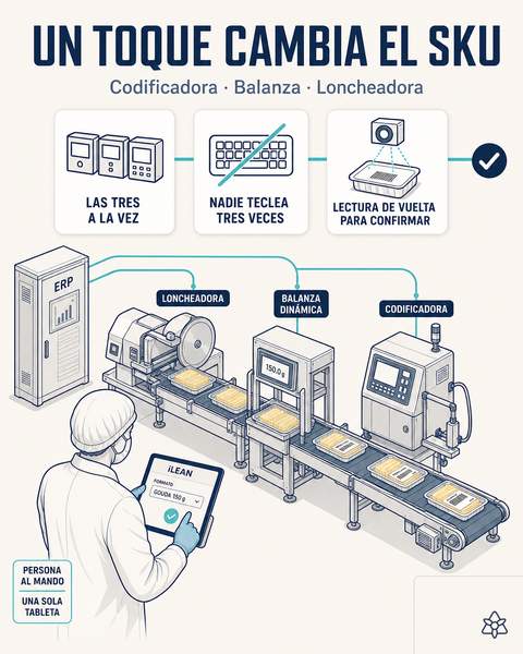 Codificadora, balanza y loncheadora cosidas al ERP