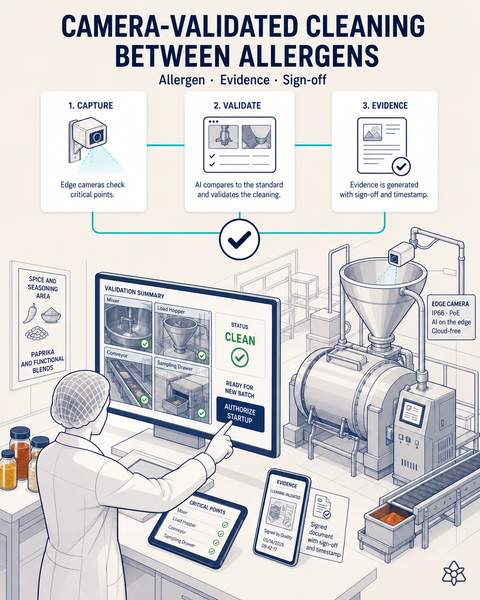 Allergen cleaning validated by camera