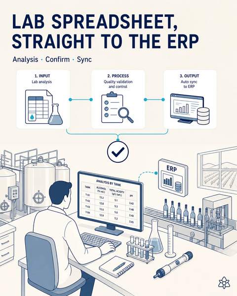 The enology lab, synced with the ERP