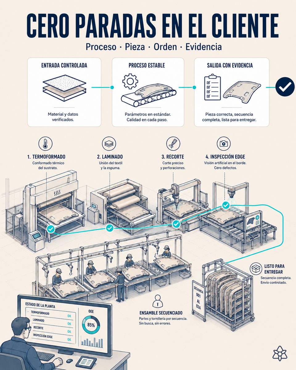 Responsable de expedición de guarnecidos comprobando en su tableta que los cuatro anillos de verificación coinciden antes de que el rack suba al camión