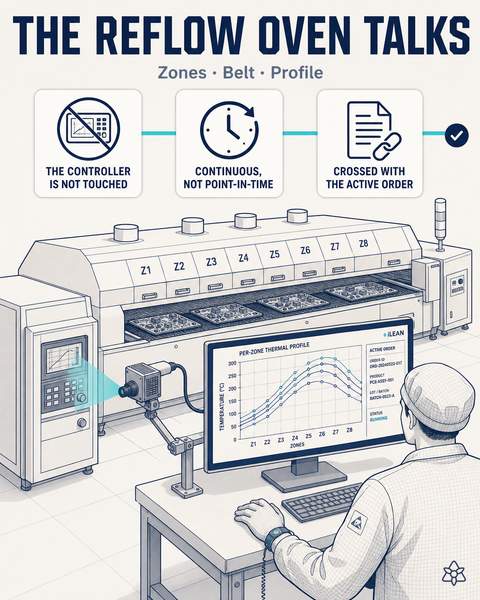 iLEAN Connect camera reading the reflow oven's proprietary panel