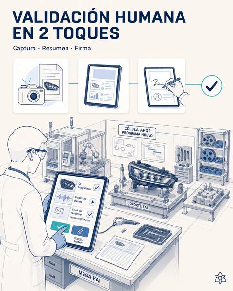 Tableta APQP: validación humana en 2 toques