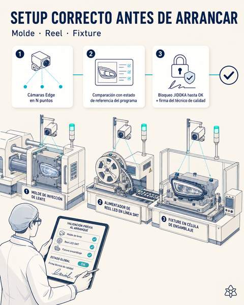 Validación Edge de cambio de molde y reel LED