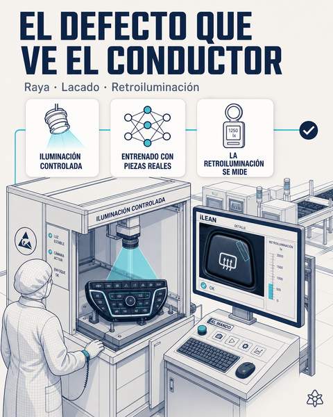 Cámara Edge inspeccionando rayado, lacado y uniformidad de retroiluminación