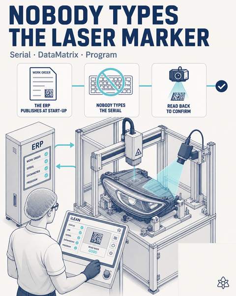 Laser marker stitched into the ERP