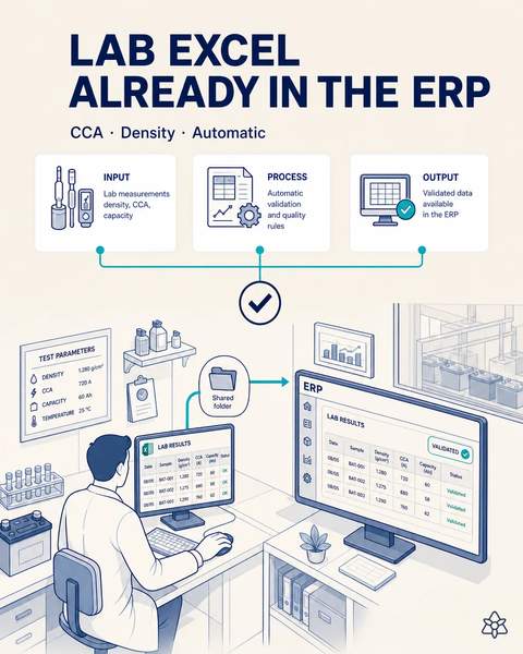Battery lab results straight to ERP