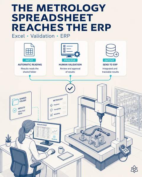 The metrology sheet reaches the ERP