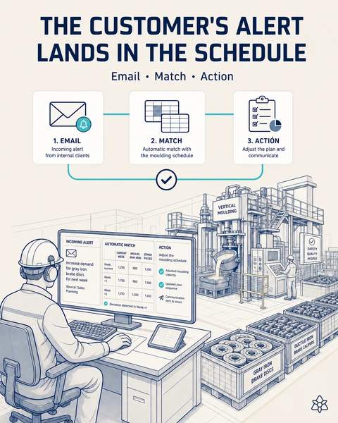 The customer alert lands in the schedule