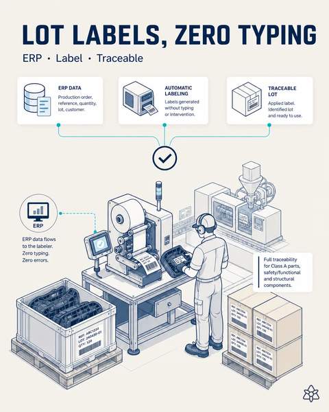 Labeler stitched to the ERP order