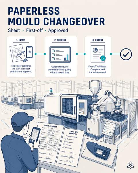 Mold start-up sheet with a photo