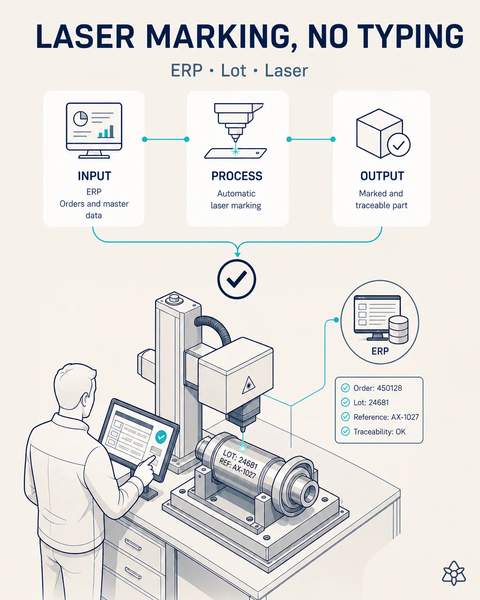Laser marker fed by the ERP