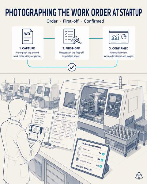 Work order captured at startup
