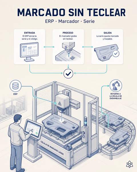Marcador láser y soldadura cosidos al ERP