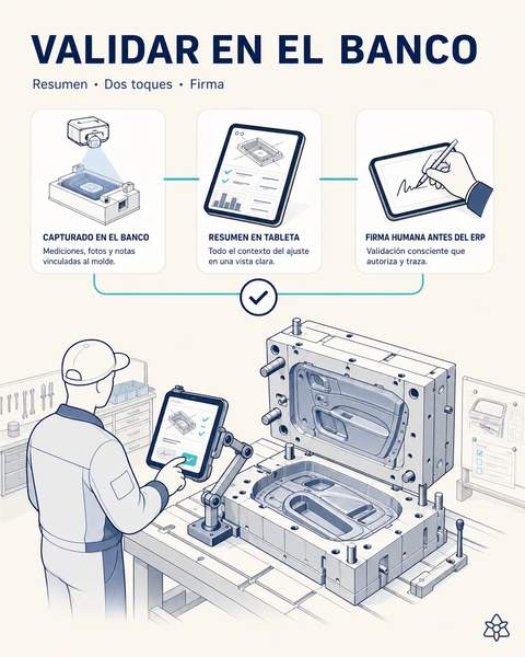 Tableta en el banco de ajuste